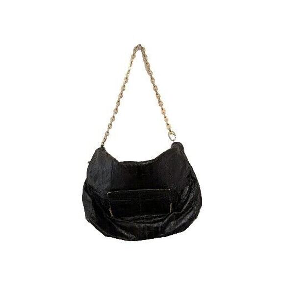 Jimmy Choo Purse Black Leather Gold Chain Strap Shoulder Bag.